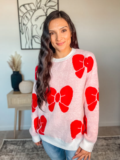 Hello Bow Pattern Sweater