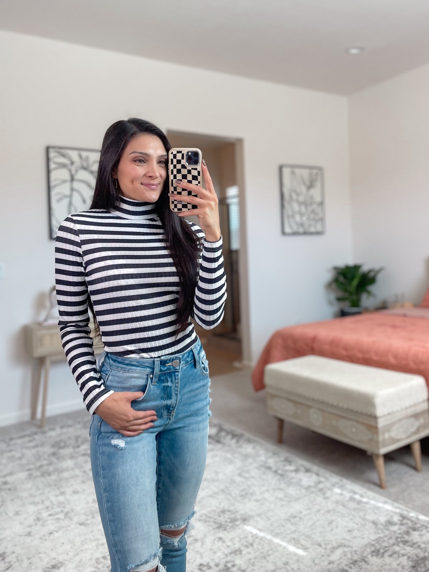 Striped Turtle Neck Long Sleeve