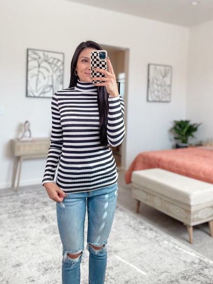 Striped Turtle Neck Long Sleeve