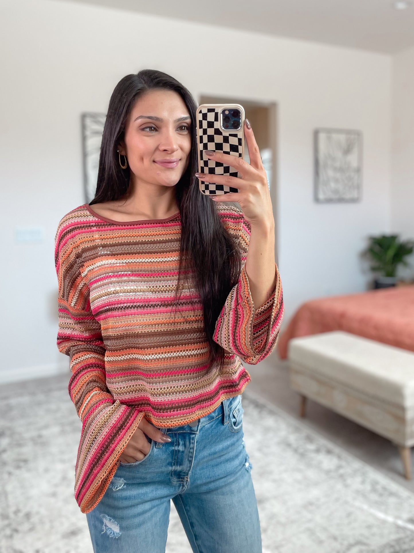 Striped Long Sleeve Blouse