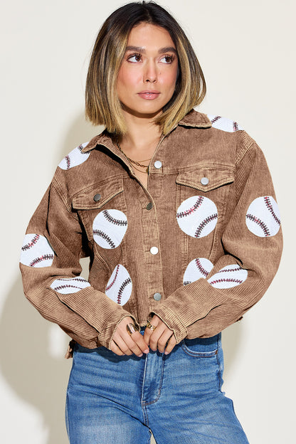 Baseball Sequin Corduroy Jacket