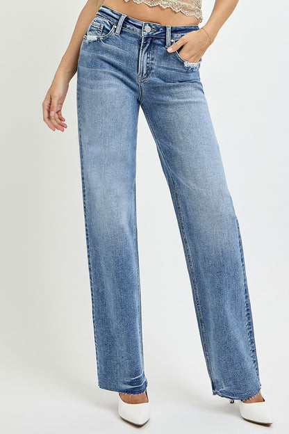 RISEN Full Size High Rise Straight Leg Jeans with Pockets