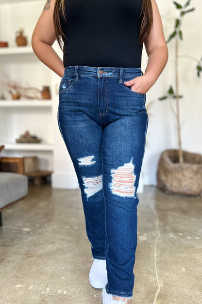 Judy Blue Rigid Magic Heavy Destroy Straight Jeans