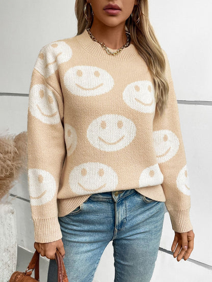 Smiley Face Pattern Sweater