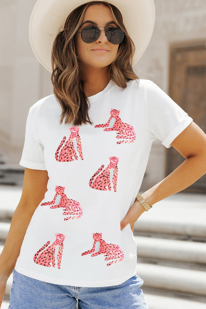 Sequin Leopard Graphic Tee