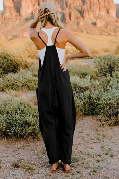 Sleeveless V-Neck Pocketed Jumpsuit