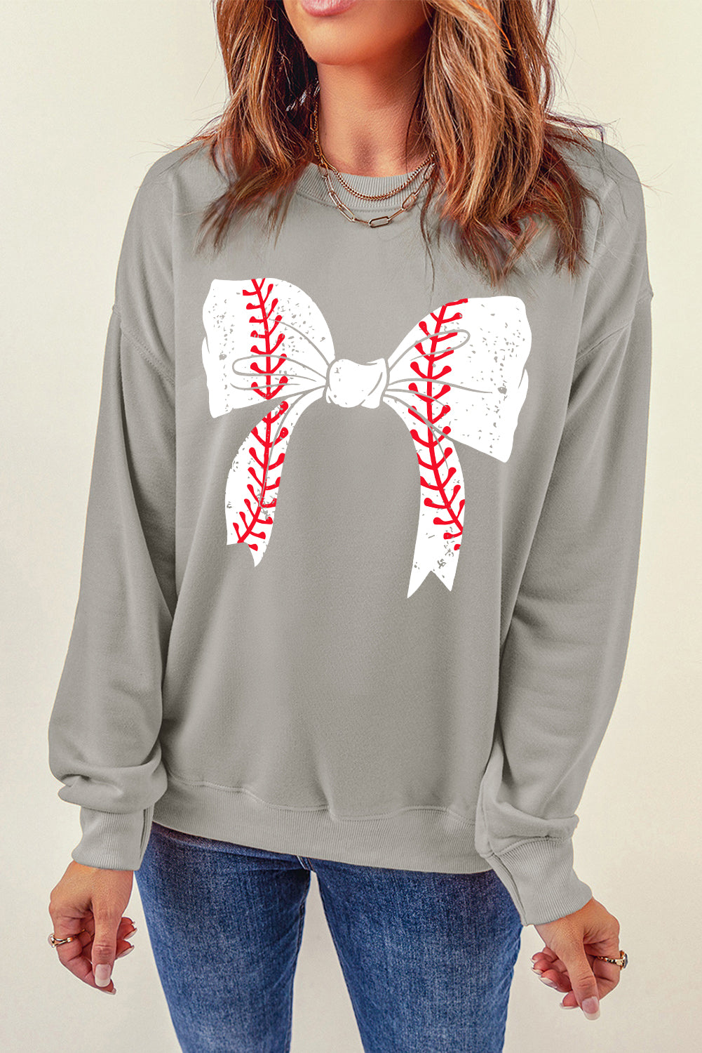 Baseball Bow Graphic Sweatshirt