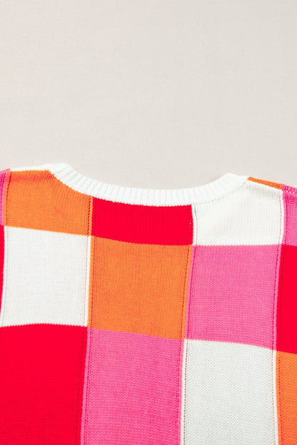 Color Block Cap Sleeve Knit Top