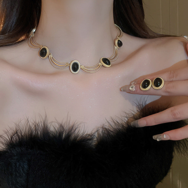 Oval Gemstone Necklace