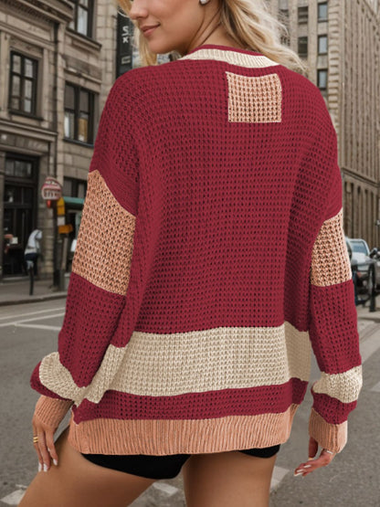Contrast Button Up Cardigan